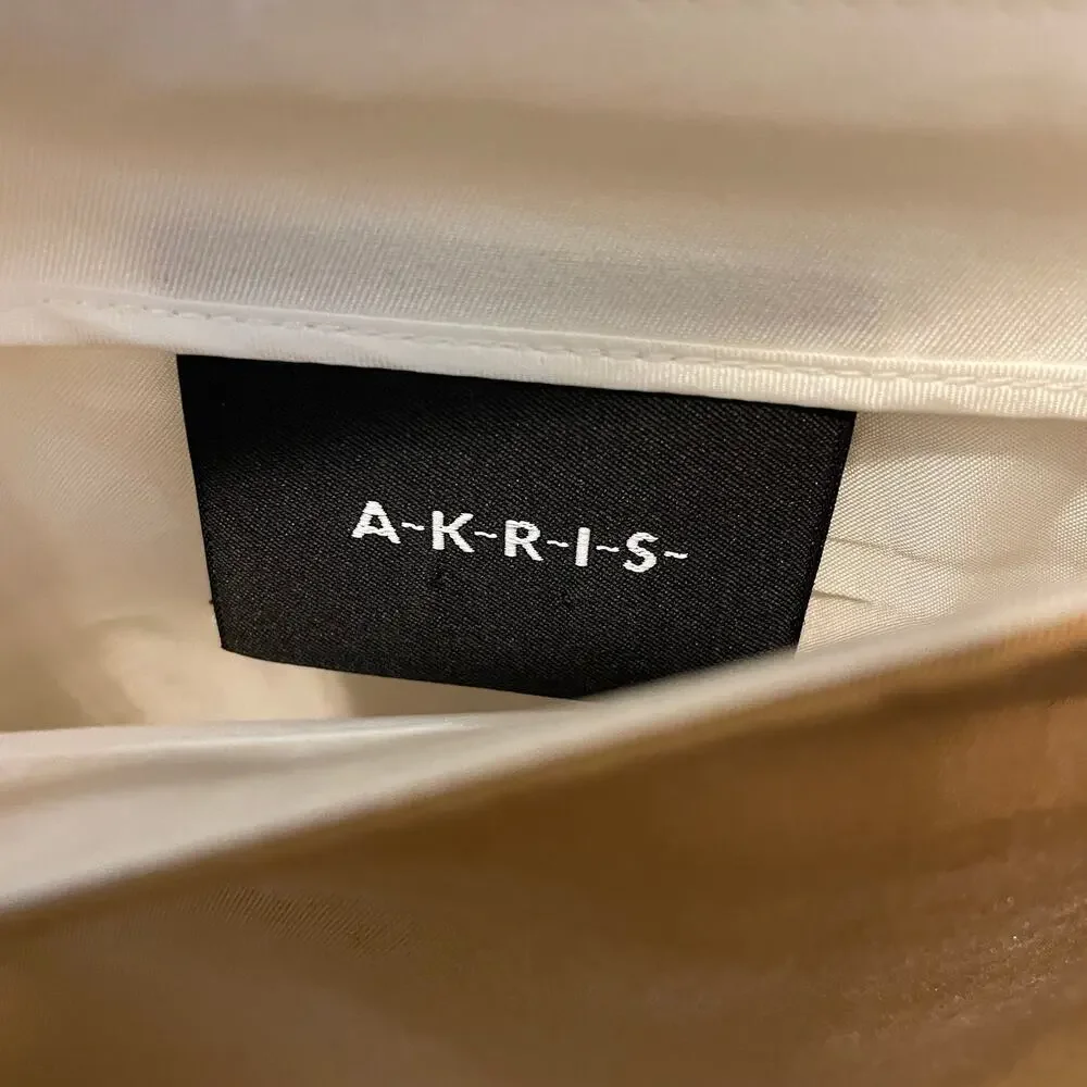 AKRIS 100% Silk Color Block Skirt | Brown, Cream US 10, F 42, D 40, Vents $1590